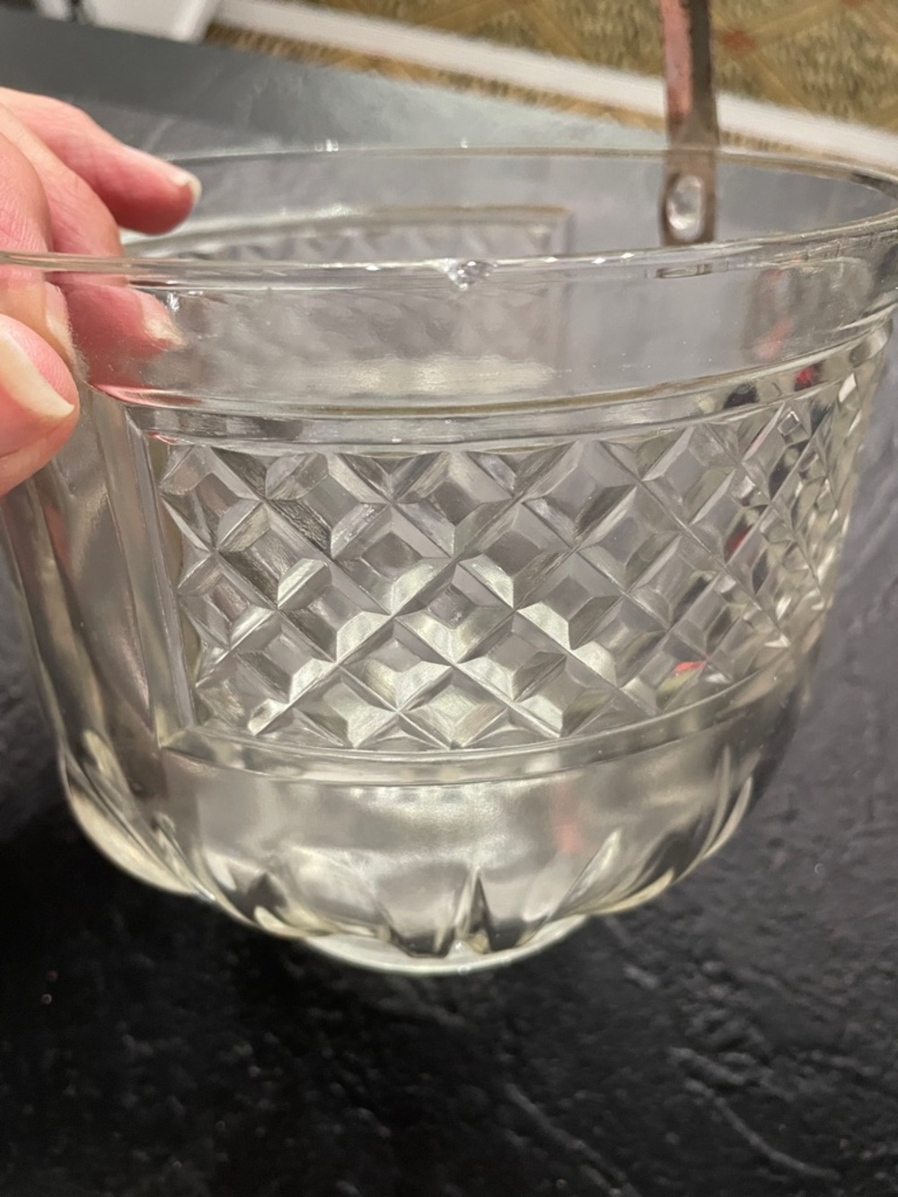 Vintage Ice BucketCut Glass Crystal Basket Pair with Silver-Tone Handles -Clear - Picture 3 of 12